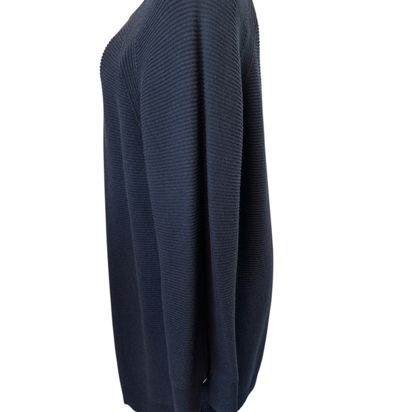 Christopher & Banks Ribbed PullOver Sweater, Size Large, Cotton/Rayon, Navy Blue - Picture 3 of 6